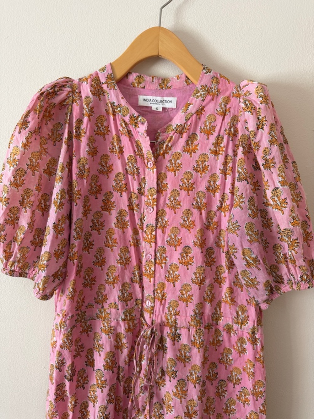 Emerson Frye India Collection Lucy Midi Dress Little Marigolds Size S - Picture 3 of 8